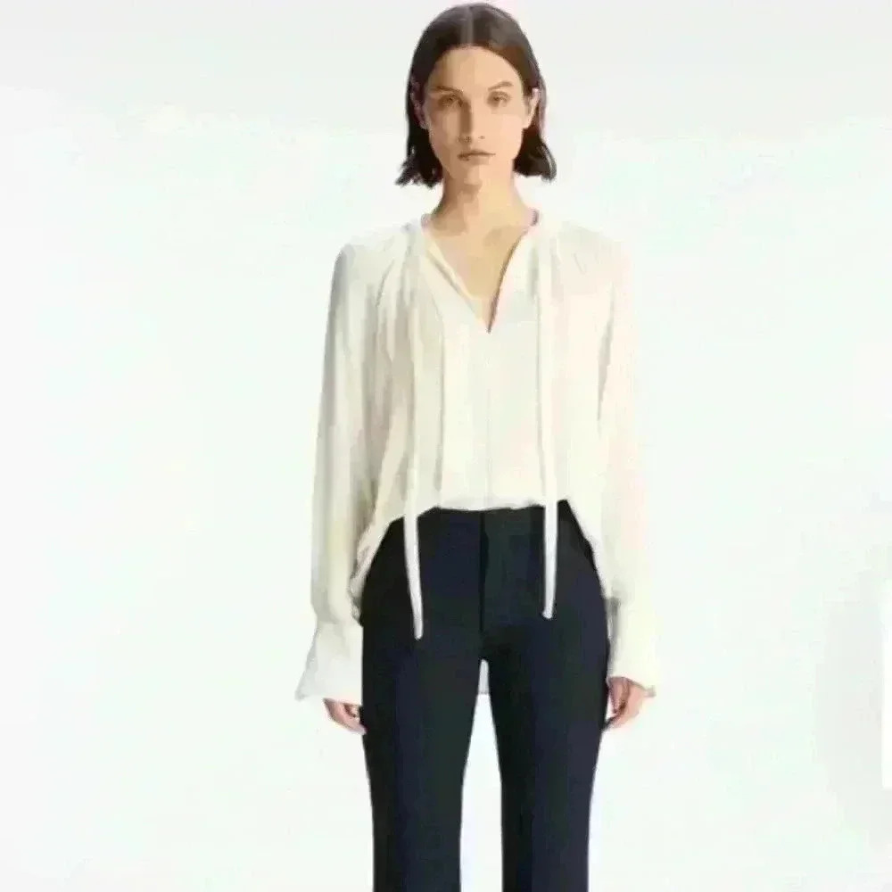 A.L.C. 100% SILKA CREAM TOP. Size 8